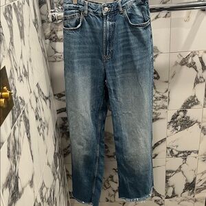 Zara High-Waisted Cropped Hem Flare jeans